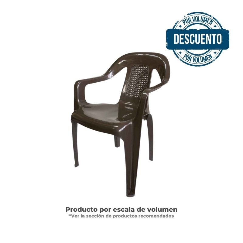 Silla Oceanía con Brazos Peletizada (Espaldar Ratan) - Wengue.