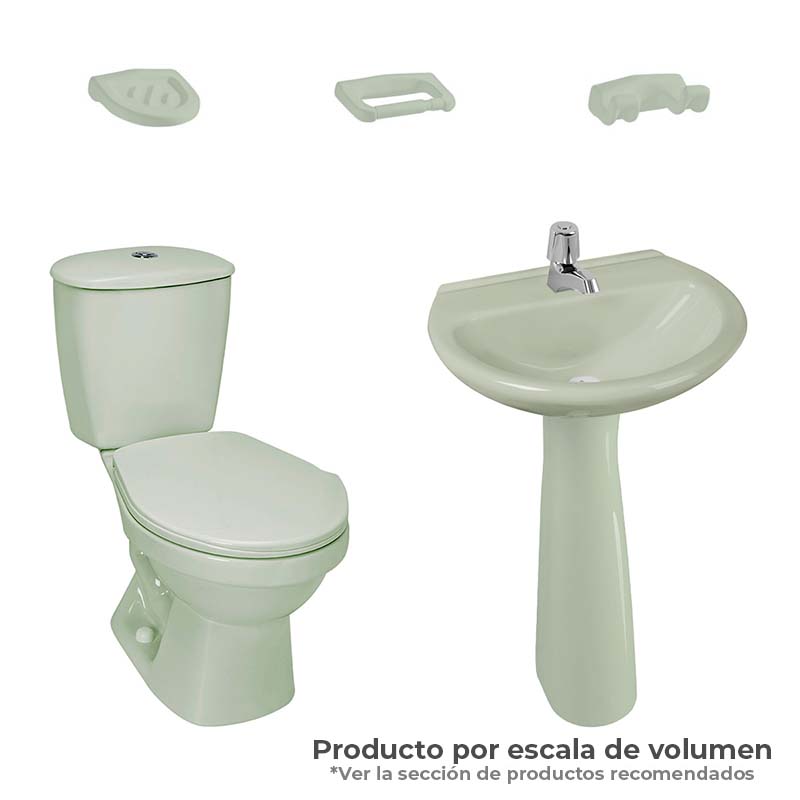 Combo Laguna 4.8 Con Pedestal Verde Claro II Grifería Cromada