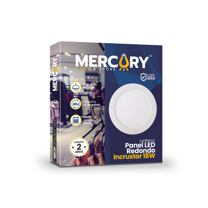 Panel LED de 18 Watts 8" Blanco Redondo para Incrustar x 1 Unidad IPL06