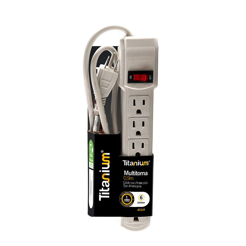 Multitoma 6 Salidas de 0.9 Metros de Cable Tipo Americana ECA34