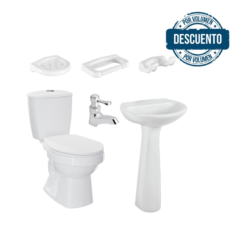 Combo Laguna 4.8 Litros  Con Pedestal Blanco Y Grifería