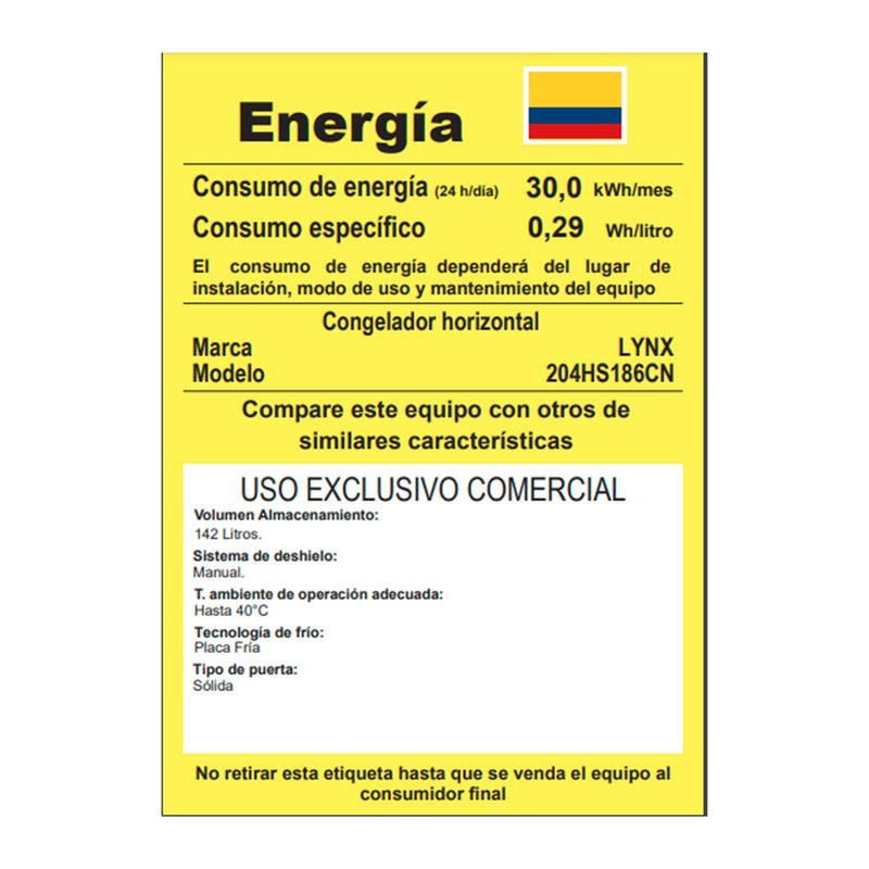 Congelador Horizontal 142 Litros Lynx Blanco. HS185CN-HS186CN