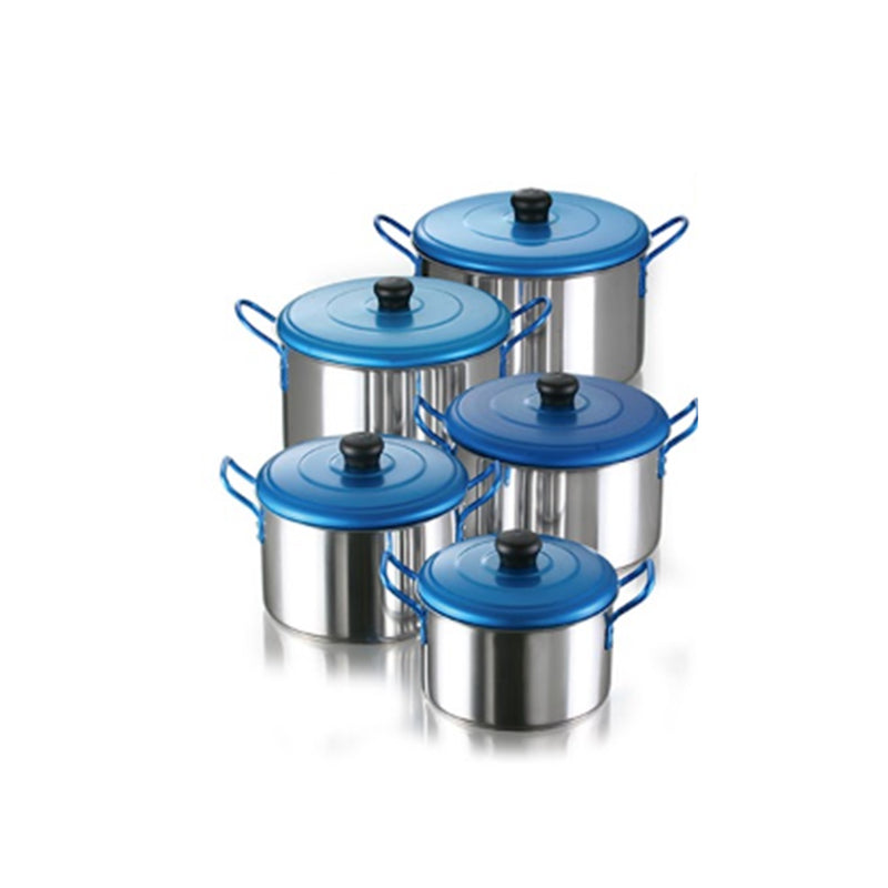 Juego de 5 Ollas Aluminio 16, 18, 20, 22 y 24 Cms Imusa Tapa Azul. 53500