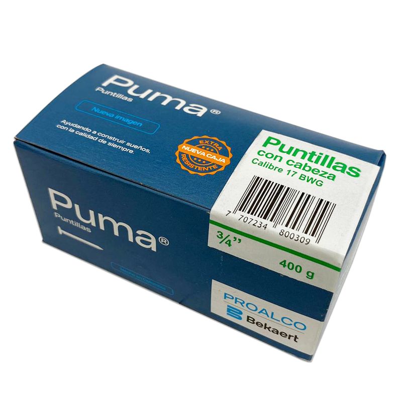 Puntilla con cabeza  PUMA 3/4" Caja X 50 Cajetillas de 400g