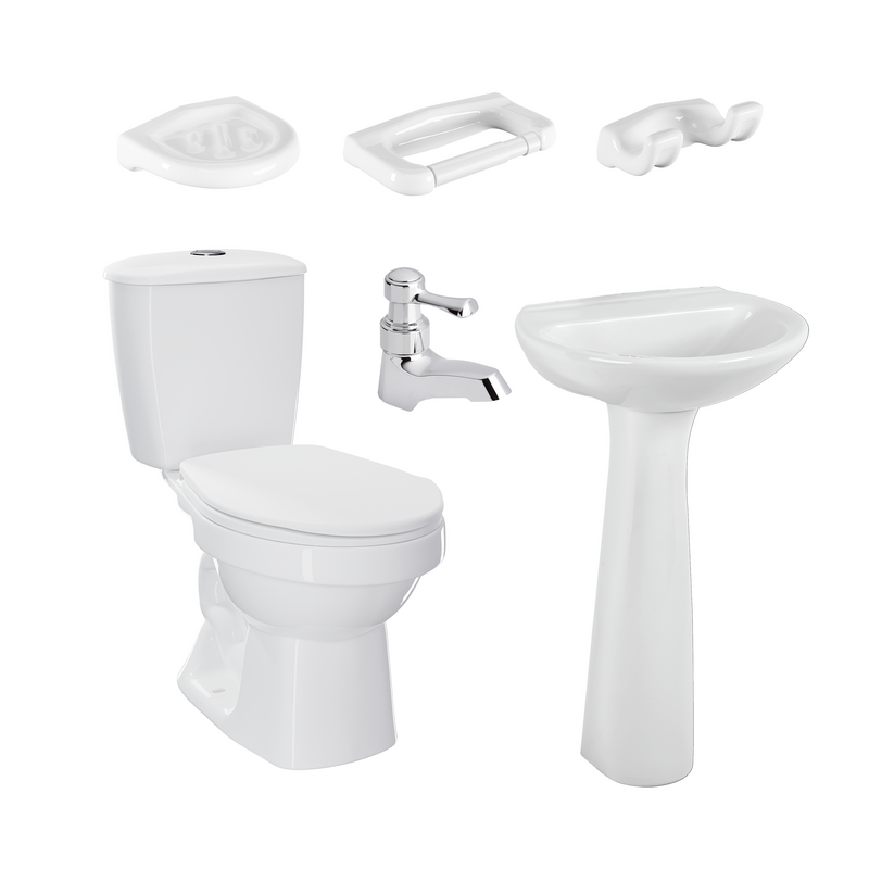 Combo Laguna 4.8 Litros  Con Pedestal Blanco Y Grifería