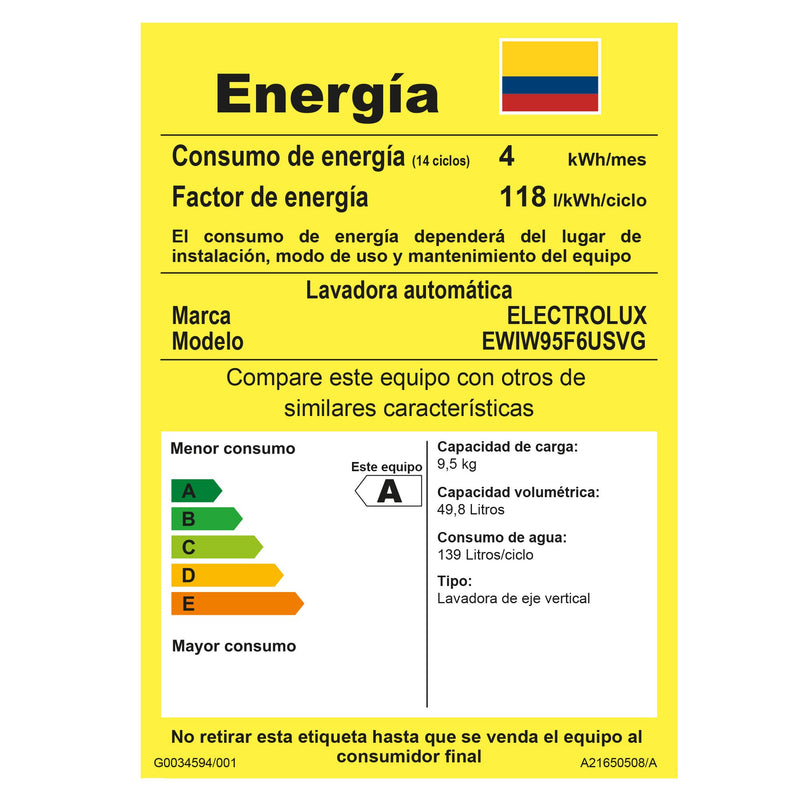 Lavadora Carga Superior de 9.5 KG 20 Libras Silver EWIW95F6USVG