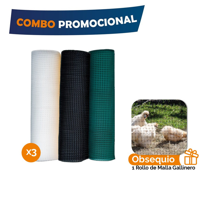 Combo Malla Todo Terreno 15x15 + obs 1 rollo malla gallinero COMBOTODOTNGO-VDE+GALL