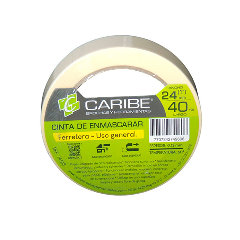 Cinta de Enmascarar Caribe 24MM x 40YD Beige -74513-749606