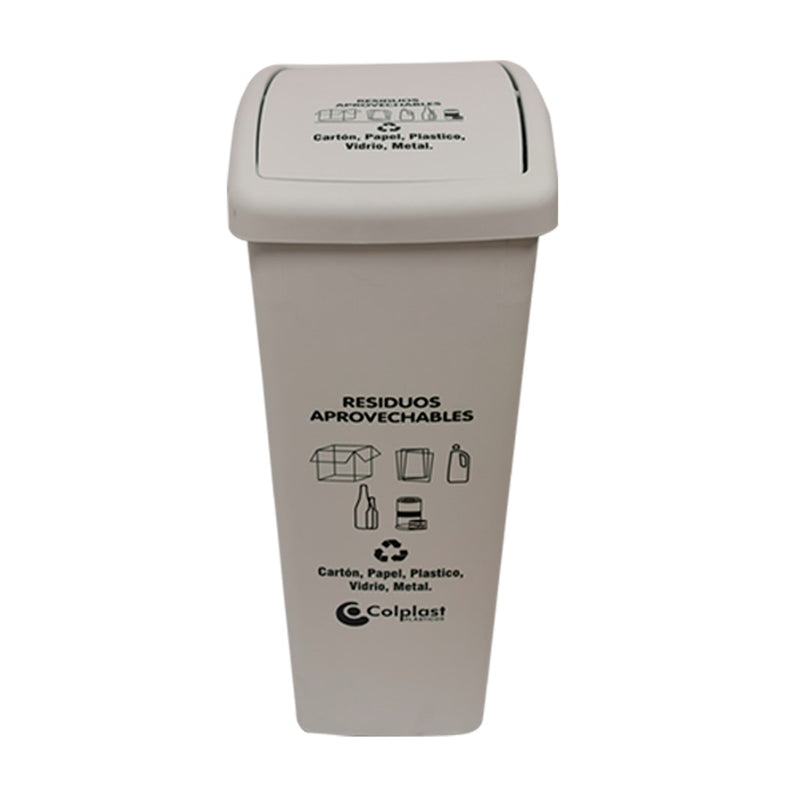 Papelera 55 Litros Tapa Plana - Blanca 585