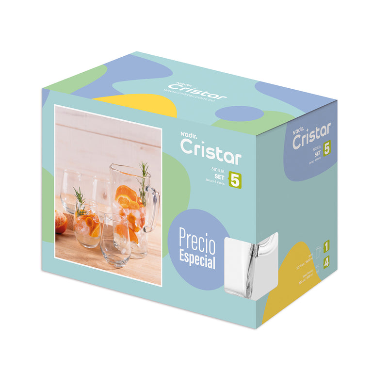 Set Jarra + Vasos Sicilia 6 Estuches x 5 Unidades 9867EL5PR