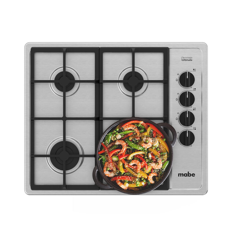 Cubierta de empotrar a Gas Natural 60x50CM 4 Puestos H 110V Inoxidable PM6054NF0