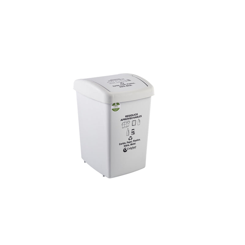 Papelera de 36lt tapa plana color blanco 681