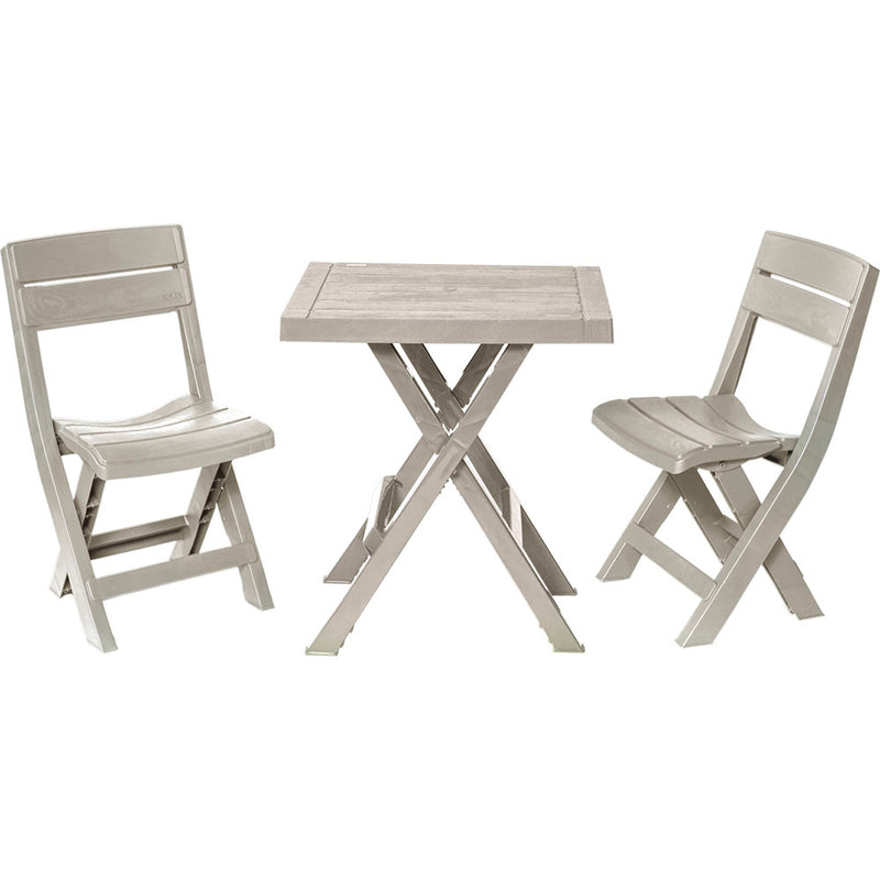 Combo Mesa Cuadrada Plegable + 2 Sillas Plegables Barú Taupe 13011