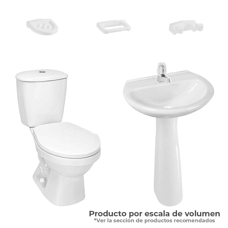 Combo Laguna 4.8Litros Con Pedestal Blanco Grifería Cromada