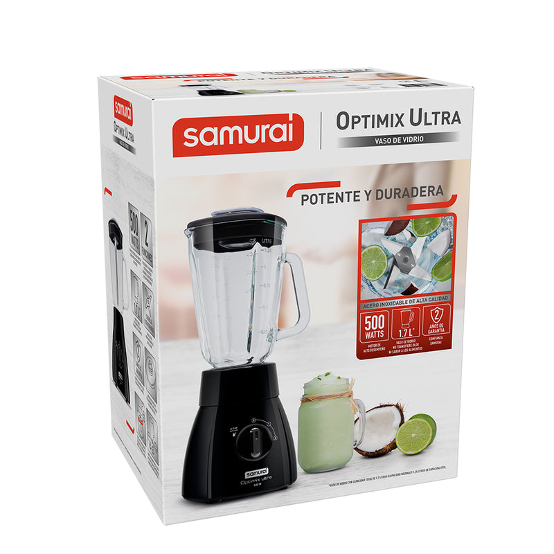 Licuadora Optimix Plus Ultra Vidrio Negra.