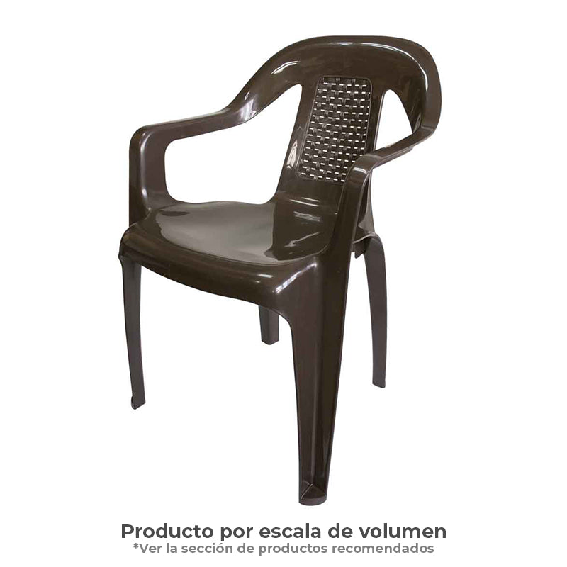 Silla Oceanía con Brazos Peletizada (Espaldar Ratan)Azul oscuro