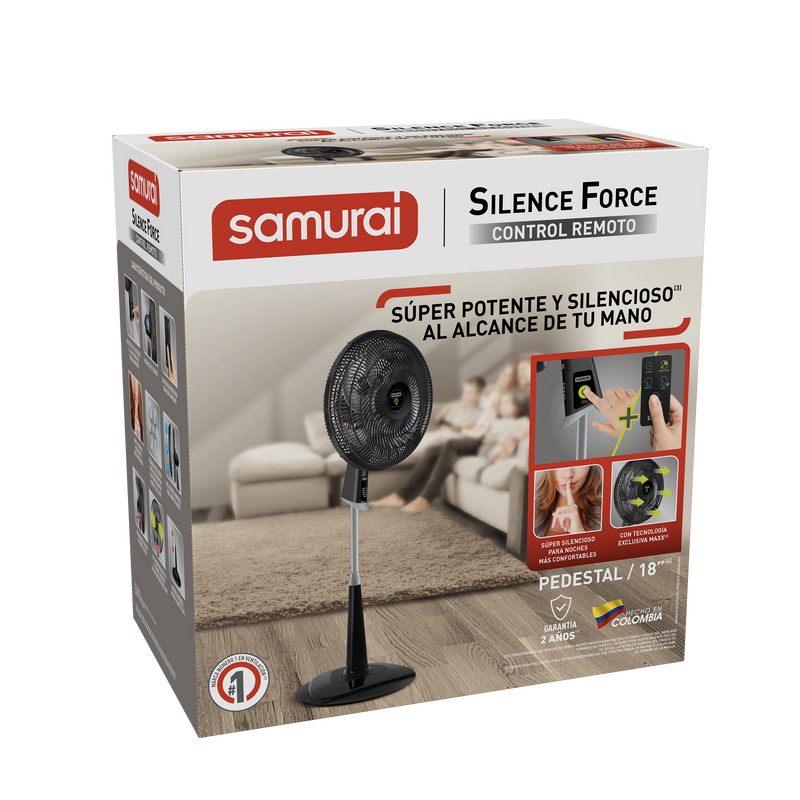 Ventilador Silence Force Control Remoto Pedestal Negro