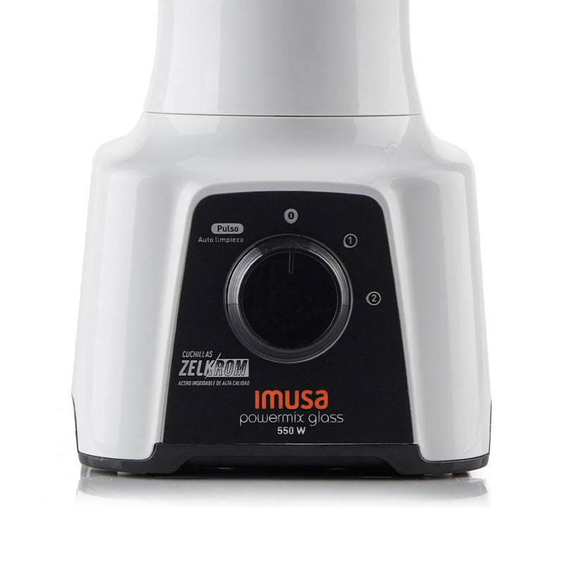 LM283156   Licuadora Imusa PowerMix Glass 2 Velocidades Vaso Vidrio Blanco