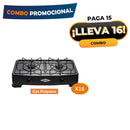 Combo Pague 15 Lleve 16 Cocineta a Gas Haceb Arezo 2 Puestos Gas Propano Gris COMBO15X16GP