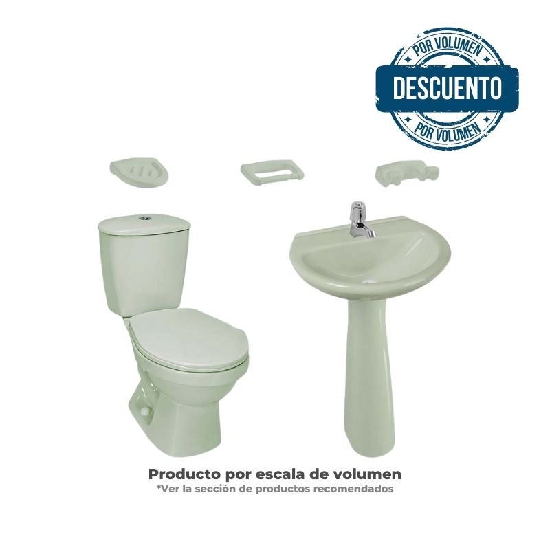 Combo Laguna 4.8Litros Sin Pedestal Verde Claro Grifería Cromada