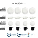 Vajilla Bambú Cuadrada 4 Puestos, 16 Piezas Multicolor VL124A040316