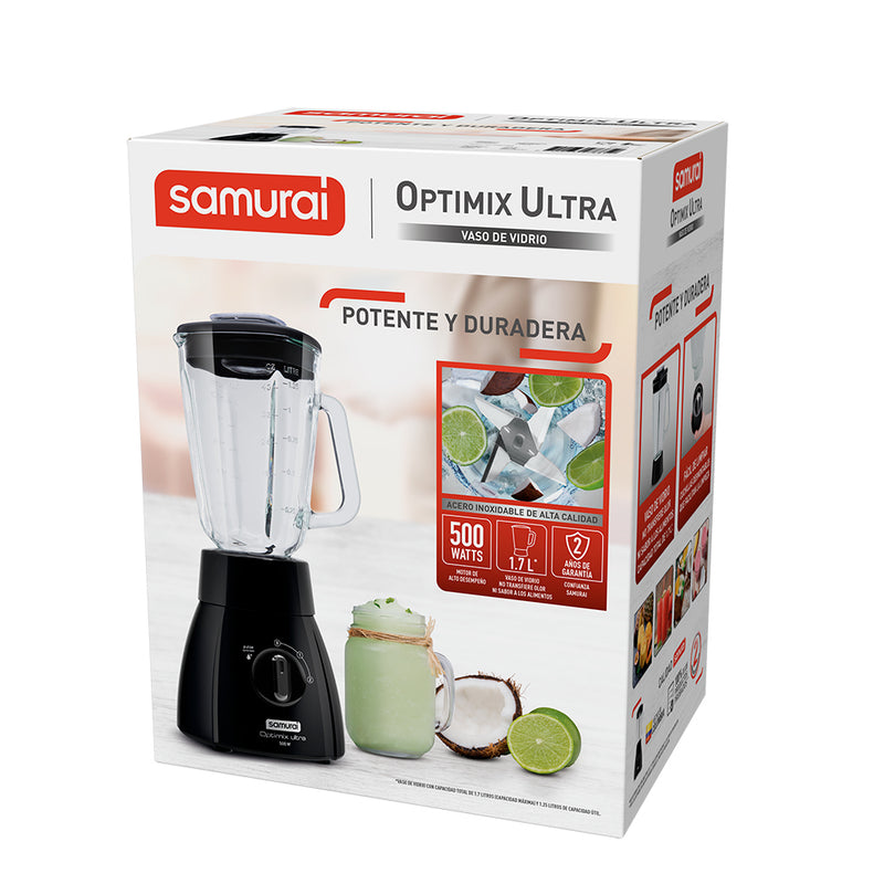 Licuadora Optimix Plus Ultra Vidrio Negra.