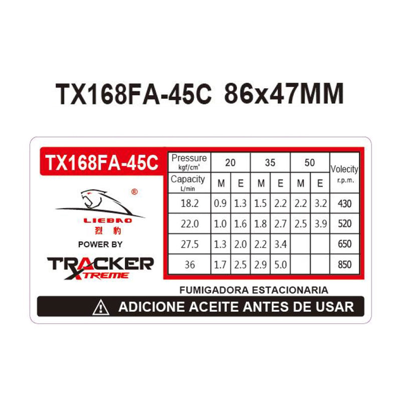 Cabezote de Fumigación de 45 Litros con Pistón Cerámico TX168FA-45-C