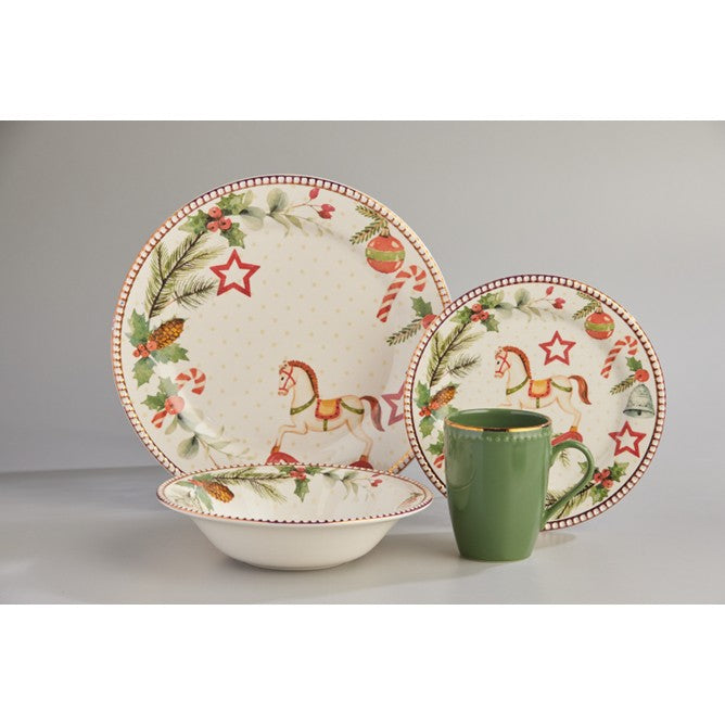 Vajilla Corona Dulce Navidad 4 Puestos 16 Piezas VL184J040116