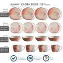 Vajilla Corona Amani Caoba Beige 32 Piezas 8 Puestos VL1964080632