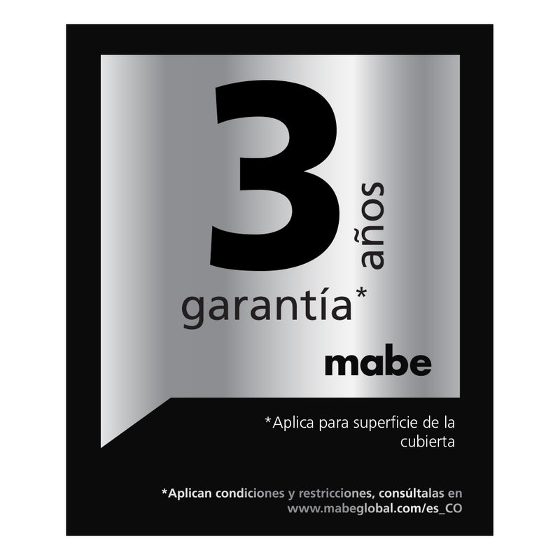 Cubierta Mabe 60x44 4 Puestos de 110V Gas Natural Inoxidable