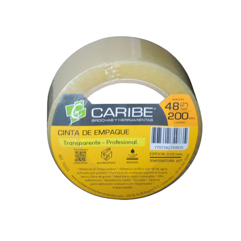 Cinta Empaque Caribe 48mm x 200mt Transparente -74553-749835