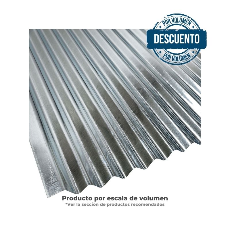 Teja de Zinc Ondulada Espesor 0.17mm C-35 0.80 x 2.438 - 12"