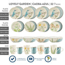 Vajilla Corona Lovely Caoba Azul 32 Piezas 8 Puestos VL1964080132