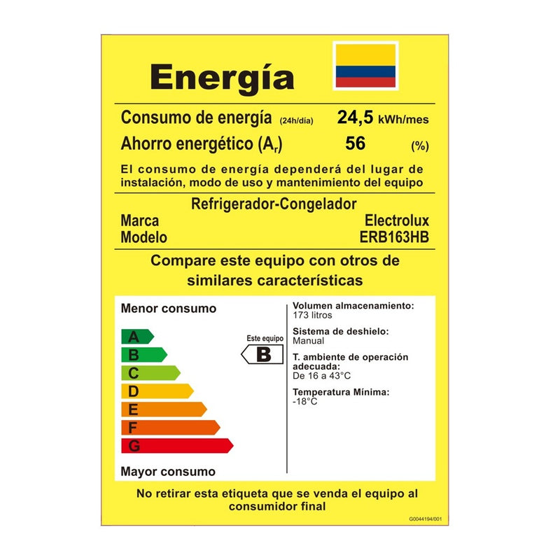 Nevera Eurofrio Congelador Inferior 173Litros Negro ERB163HB