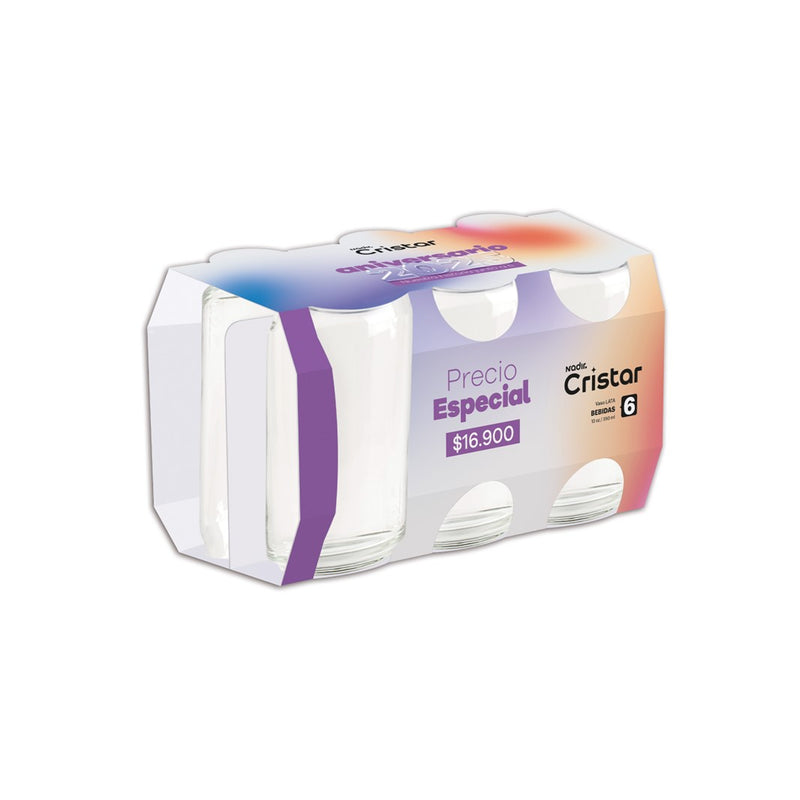 Vaso Lata 12oz 8 Canastillas x 6 Unidades 0919CL6ANIV25