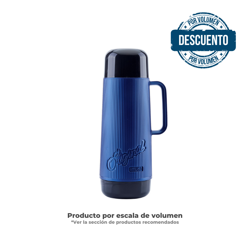 Termo Liso 1 Litro Color Negro Azul 1257200