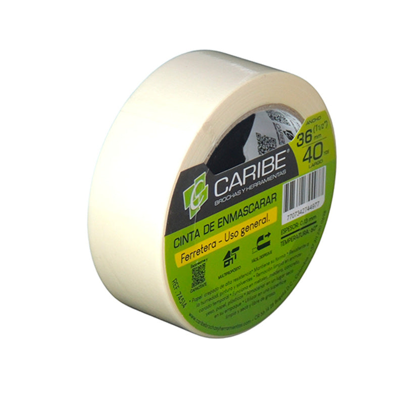 Cinta de Enmascarar Caribe 36MM x 40YD Beige -74514-744977