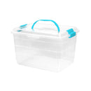 Caja Fantasía 14 L Transparente con Manija Azul 01691AZUL