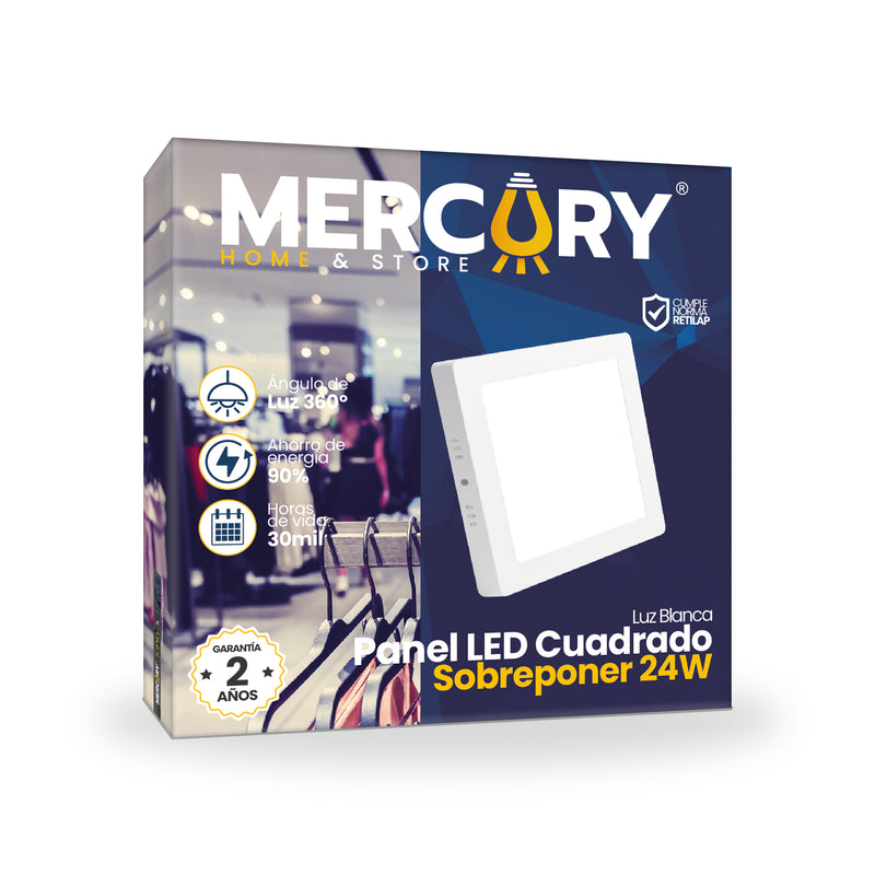 Panel LED de 24 Watts 10" Blanco Cuadrado para Sobreponer x 1 Unidad IPL28