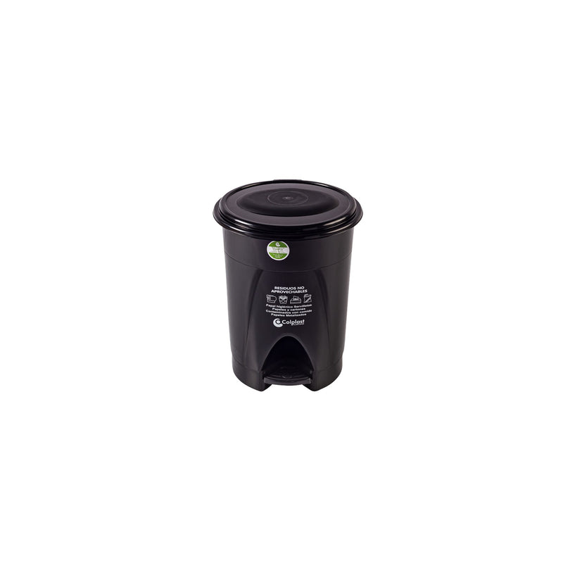 Papelera pedal de 25lt peletizada color negro con etiqueta