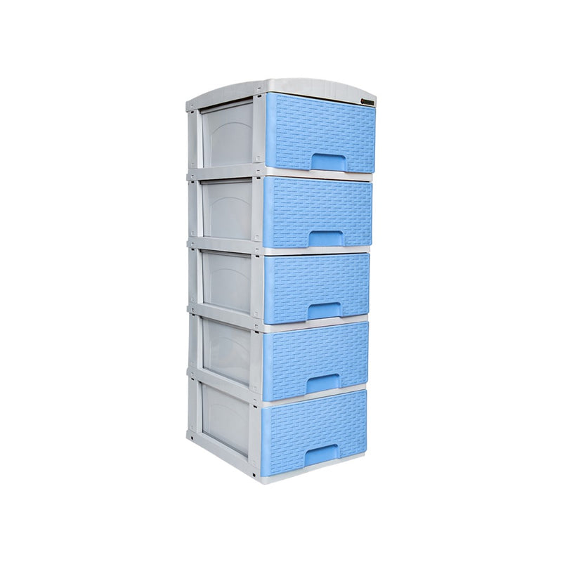 Practimueble Pequeño x 5 Cajones Rattan Color Azul/Gris 1340