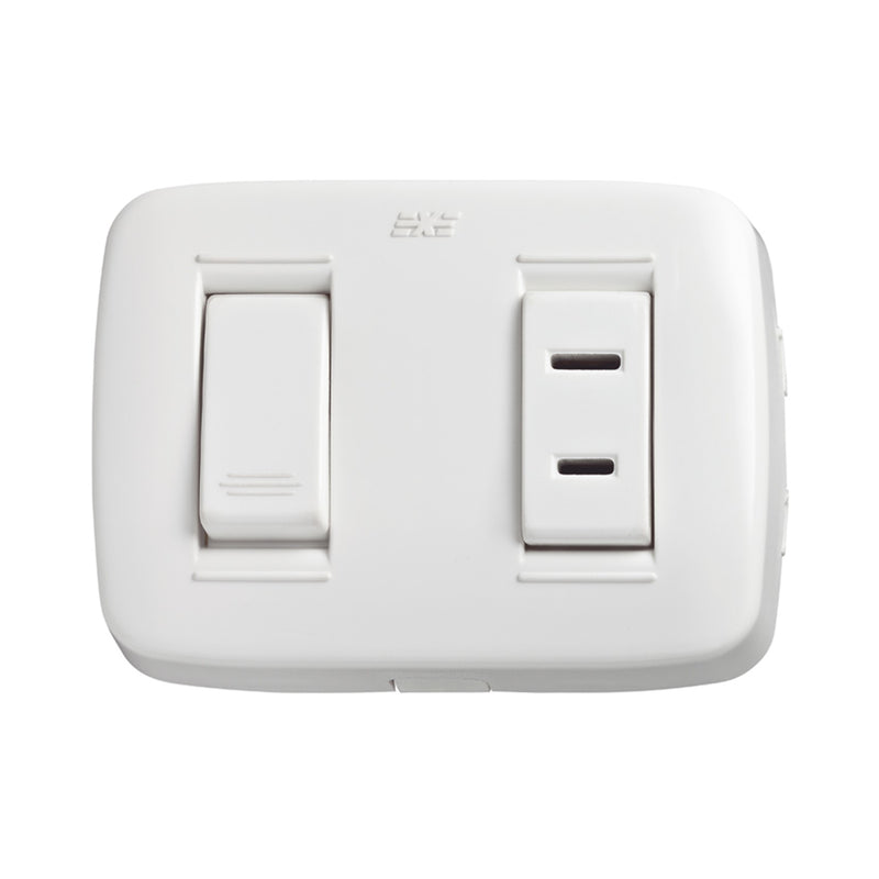 Interruptor Sencillo Toma Americano Blanco 12016
