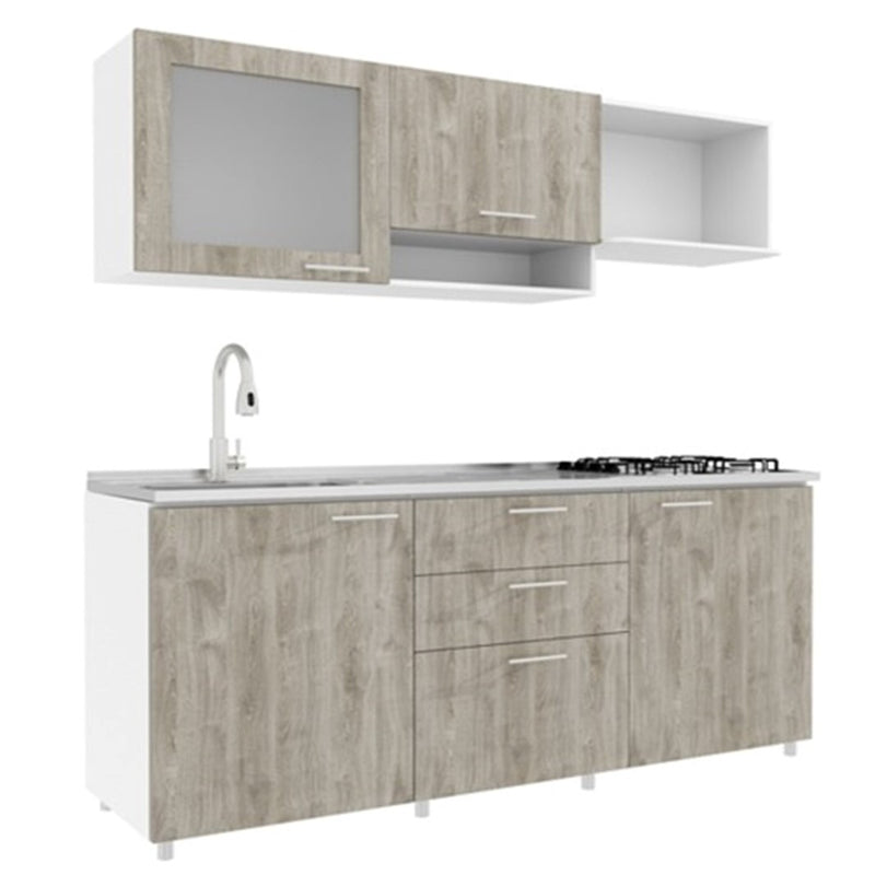 COMBO223766-225288    1.80m Cocina Montana Color Chantillí 4P Pozuelo Derecho Fluens + Campana Socoda