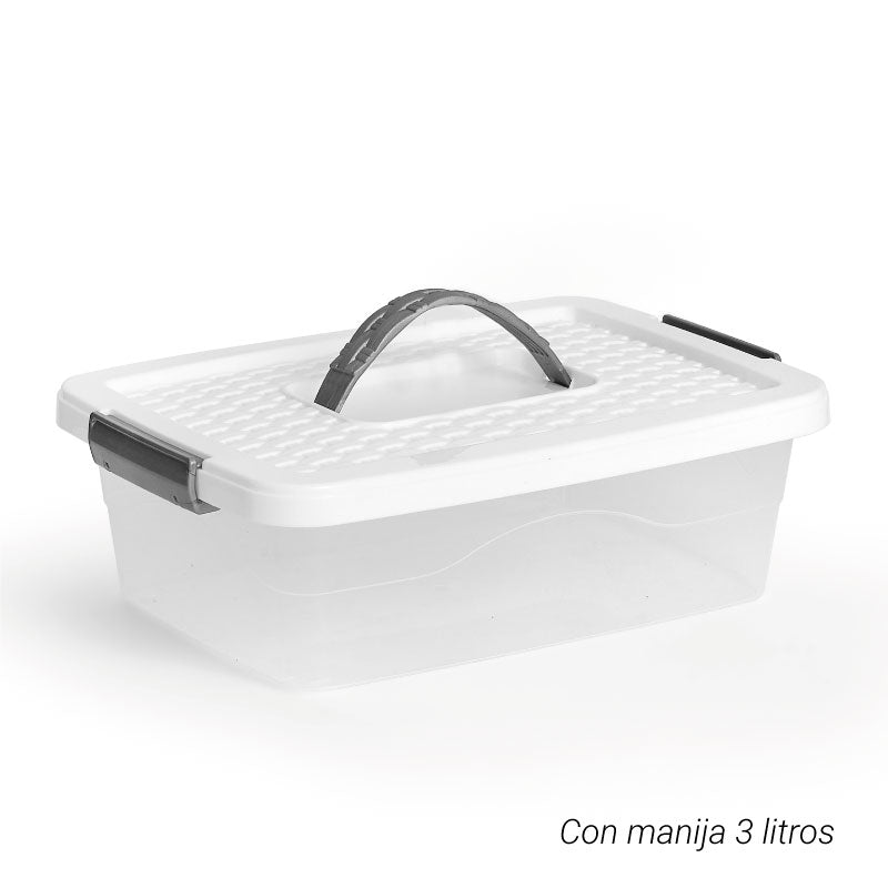 Caja Organizadora con Manija de 3 Litros Blanco 01491BLANCO