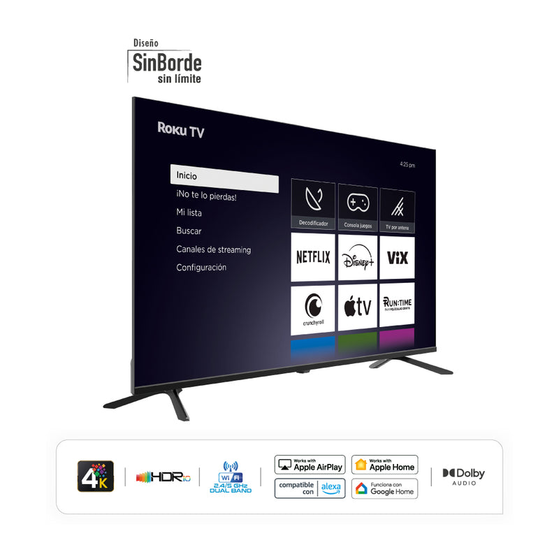 Televisor Smart 50" LED UHD 4K Roku Negro HYLED5023R4KM