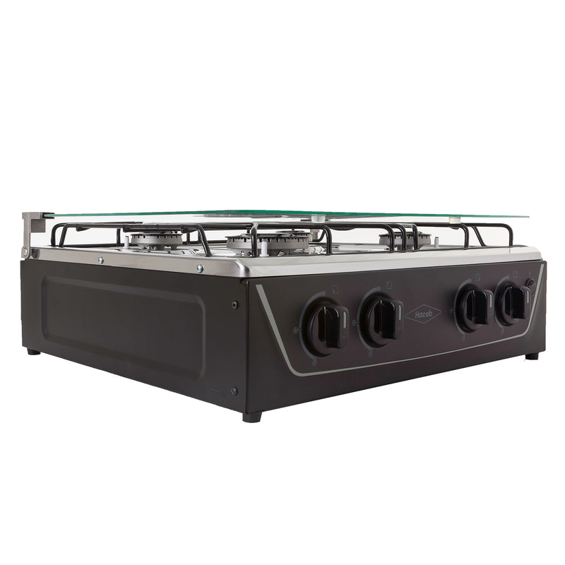 Sobremesa Avellana de 4 Puestos con tapa de vidrio color negro - Gas Propano 9001814