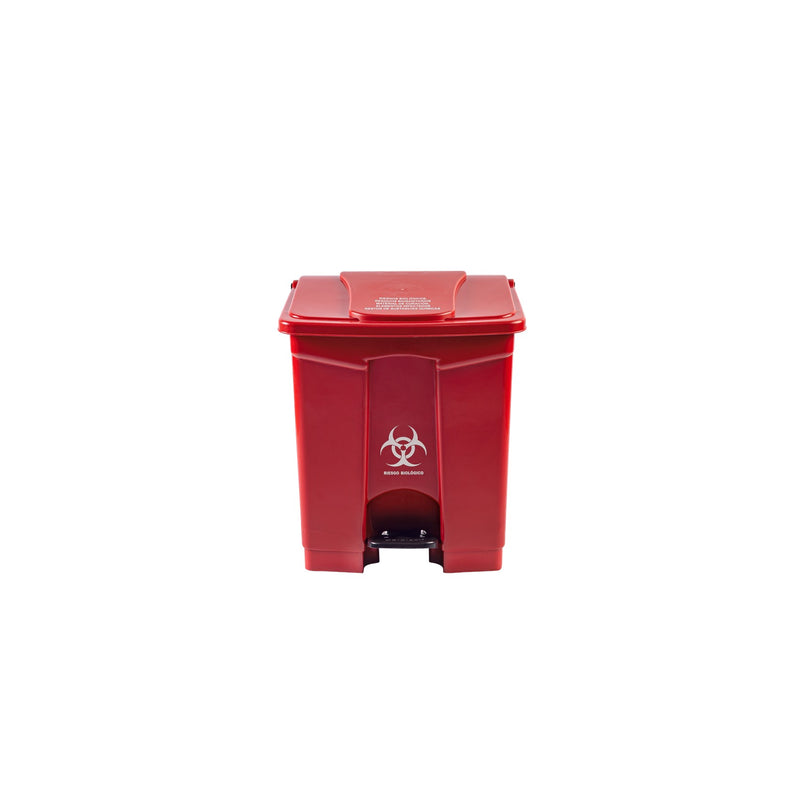 Papelera pedal de 60lt color rojo marcada peleti