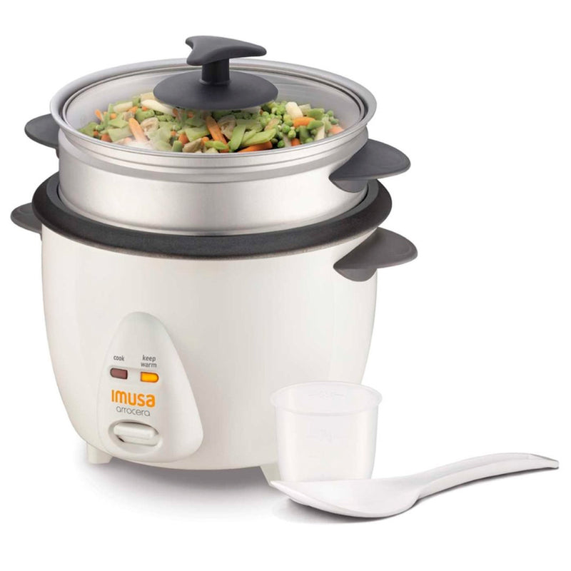 Olla Arrocera IMUSA 5 Tazas - 1 Libra Blanca con Vaporera MK1301CO