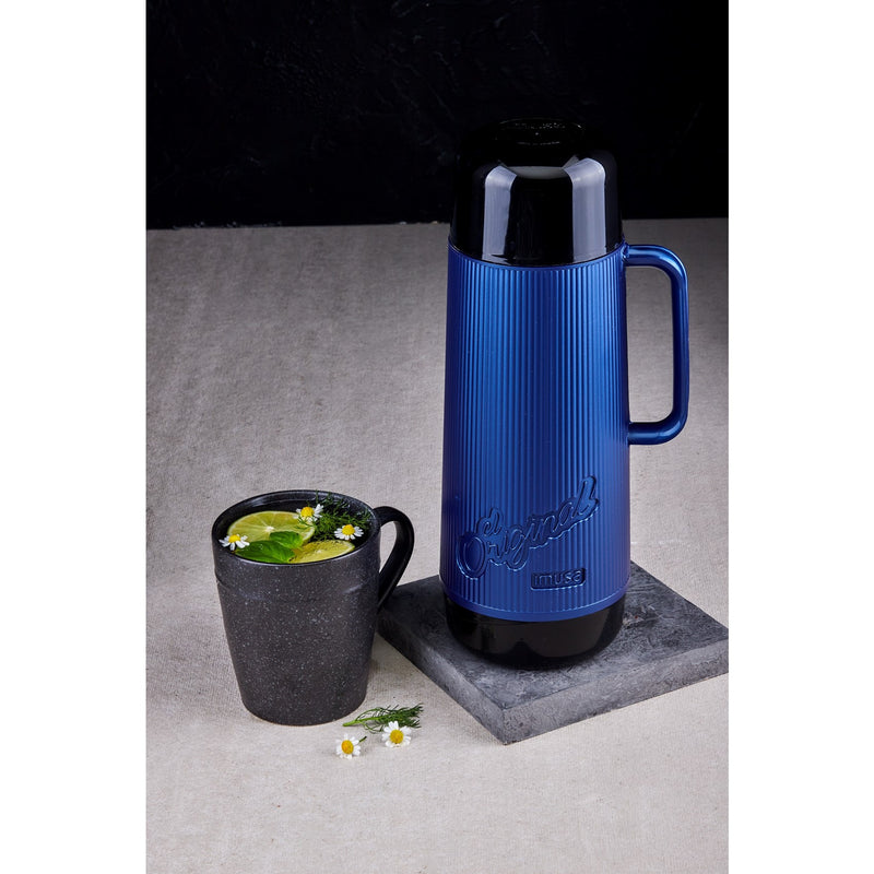 Termo Liso 1 Litro Color Negro Azul 1257200
