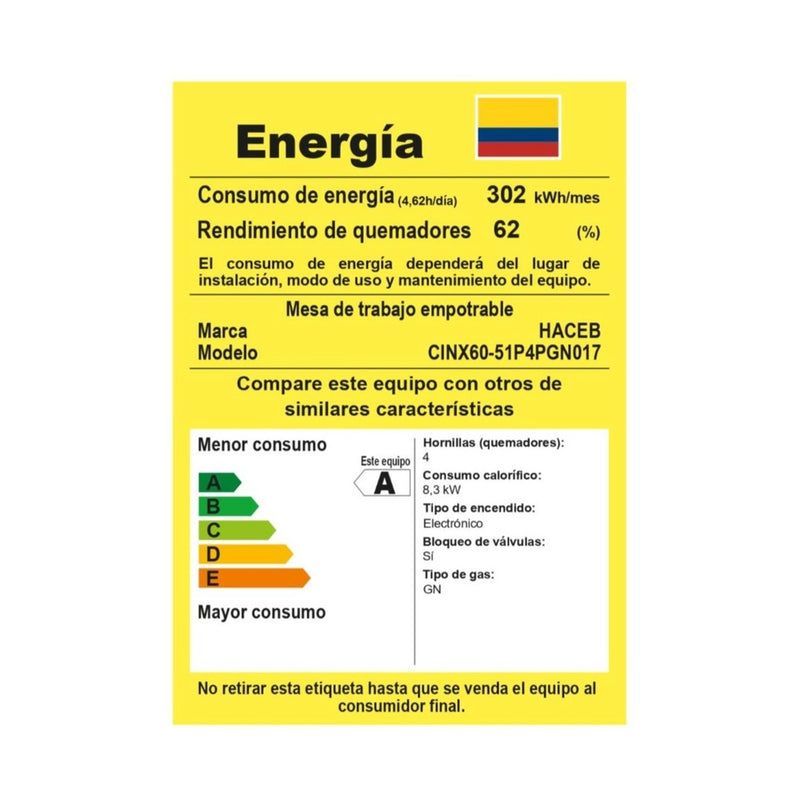 Cubierta de Empotrar 60x51cm 4 Puestos Gas Natural Color Plata